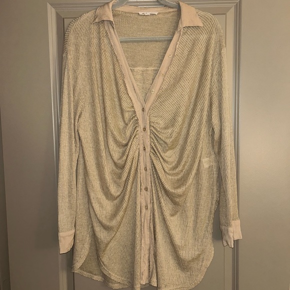 Tunic brown/tan button up - Picture 1 of 2